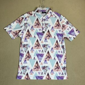 Bad Birdie Polo‎ Shirt Mens Medium Multicolor Golf Preppy Performance Geometric
